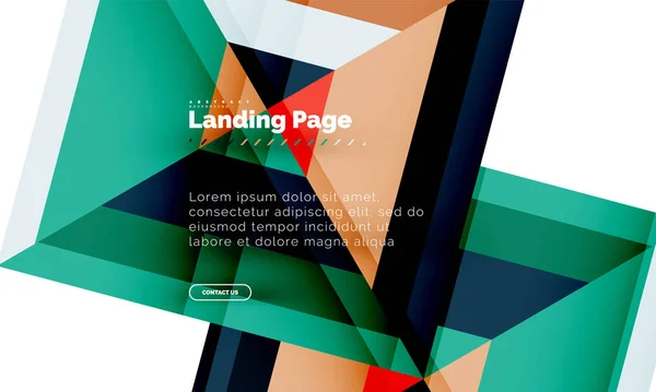 Square shape geometric abstract background, landing page web design template — Stock Vector