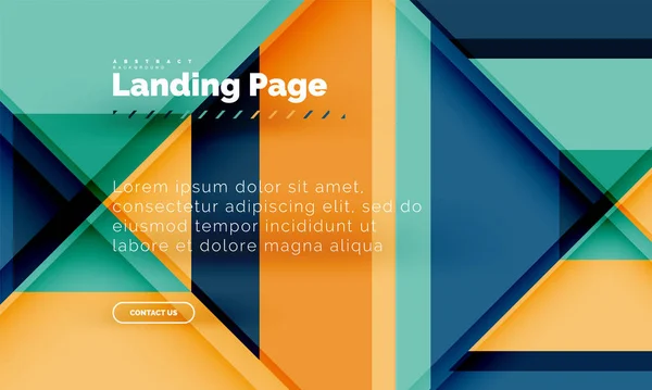 Quadratische Form geometrisch abstrakt Hintergrund, Landing Page Web-Design-Vorlage — Stockvektor