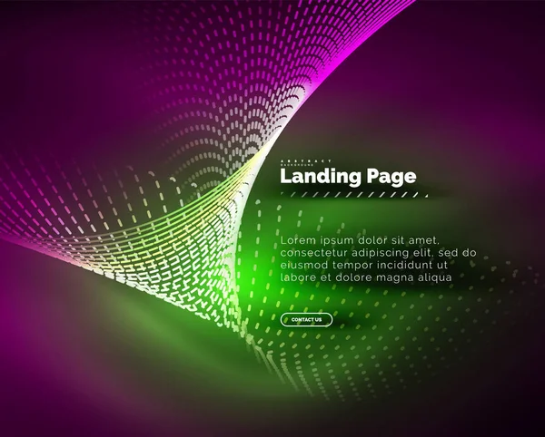 Neonglühender Hintergrund für Landing Page — Stockvektor