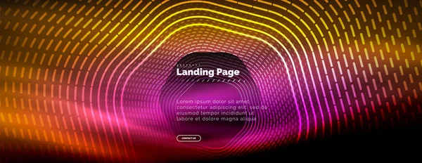 Neon glühende Techno-Sechseck-Formlinien, Hi-Tech futuristischer abstrakter Hintergrund, Landing Page Template — Stockvektor