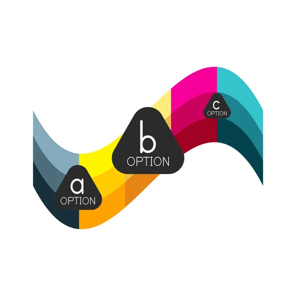 Plantilla de diseño de infografías de opciones geométricas coloridas abstractas con opciones de abc de muestra. Antecedentes abstractos para presentación comercial o banner informativo — Archivo Imágenes Vectoriales