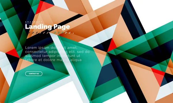 Forma quadrata sfondo geometrico astratto, landing page web design template — Vettoriale Stock