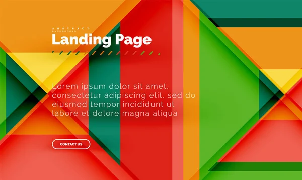 Quadratische Form geometrisch abstrakt Hintergrund, Landing Page Web-Design-Vorlage — Stockvektor