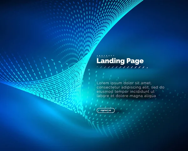 Fondo luminoso de neón para landing page — Vector de stock