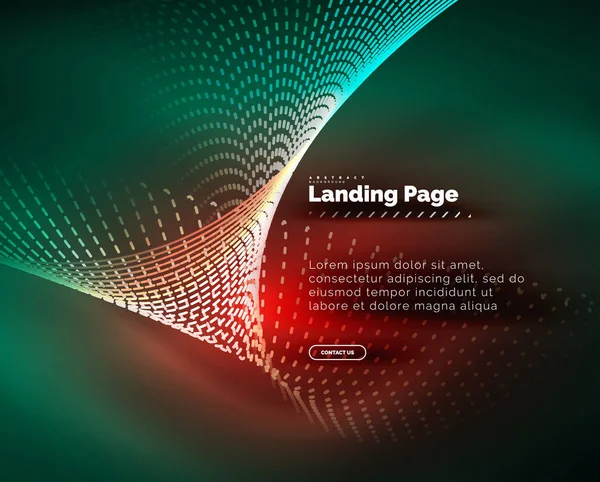 Neon glowing background for landing page — Stock Vector