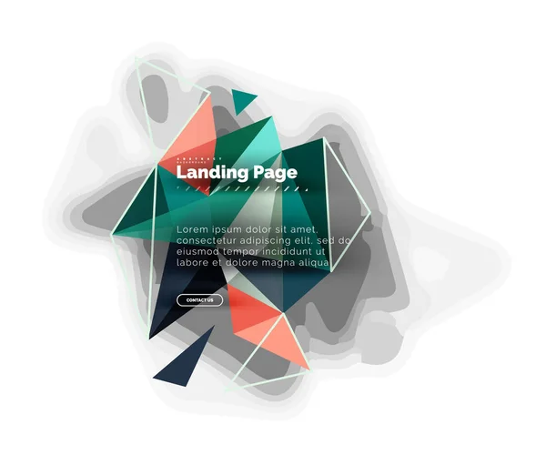 Design triangular fundo abstrato, landing page. Baixo estilo poli triângulos coloridos em branco — Vetor de Stock