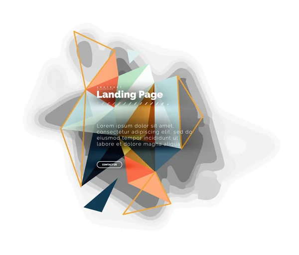 Design triangular fundo abstrato, landing page. Baixo estilo poli triângulos coloridos em branco —  Vetores de Stock