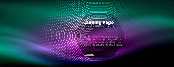 Neón brillantes líneas de forma de hexágono techno, fondo abstracto futurista de alta tecnología, plantilla de landing page — Vector de stock