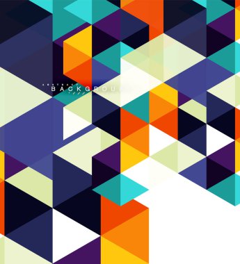 Çok renkli üçgenler arka plan, mozaik kavramı döşer.