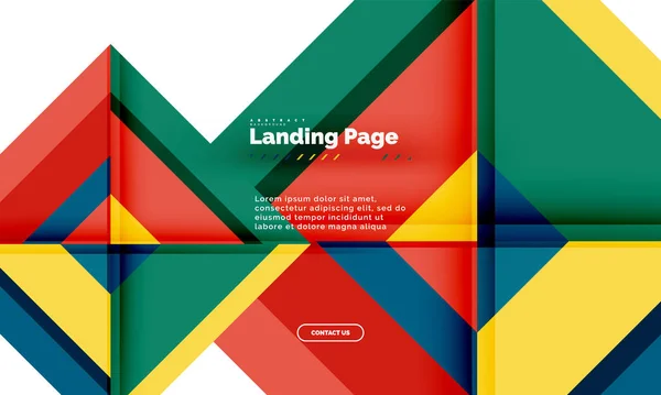 Quadratische Form geometrisch abstrakt Hintergrund, Landing Page Web-Design-Vorlage — Stockvektor