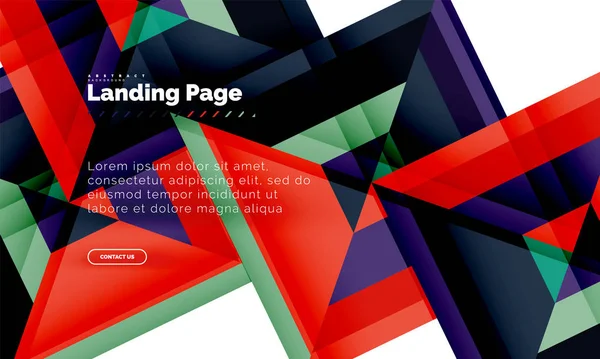 Forma cuadrada fondo abstracto geométrico, plantilla de diseño web de landing page — Archivo Imágenes Vectoriales