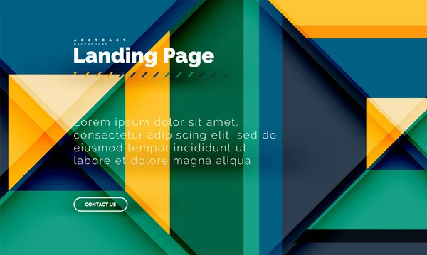 Quadratische Form geometrisch abstrakt Hintergrund, Landing Page Web-Design-Vorlage — Stockvektor