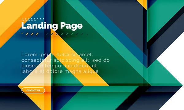 Forma quadrada fundo abstrato geométrico, modelo de web design de landing page — Vetor de Stock