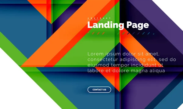 Quadratische Form geometrisch abstrakt Hintergrund, Landing Page Web-Design-Vorlage — Stockvektor