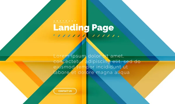 Forma quadrada fundo abstrato geométrico, modelo de web design de landing page —  Vetores de Stock