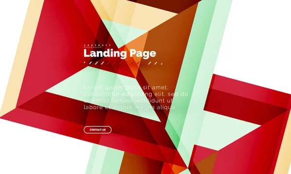 Quadratische Form geometrisch abstrakt Hintergrund, Landing Page Web-Design-Vorlage — Stockvektor