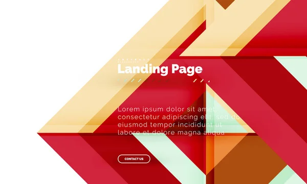 Forma quadrada fundo abstrato geométrico, modelo de web design de landing page —  Vetores de Stock