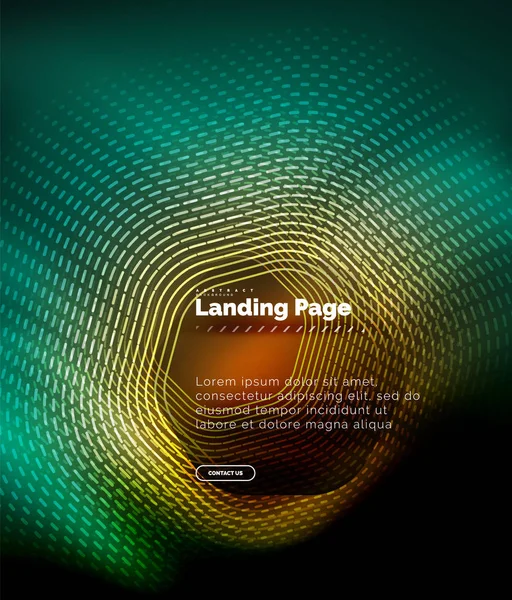 ネオン輝くテクノ六角形線、ハイテク未来的な抽象的な背景、ランディング ページ テンプレート — ストックベクタ