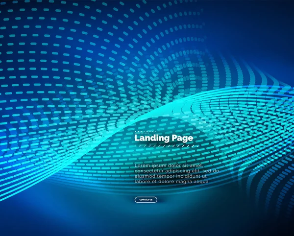 Neon glowing background for landing page — Stock Vector