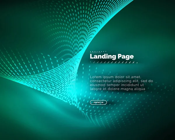 Neon glowing background for landing page — Stock Vector