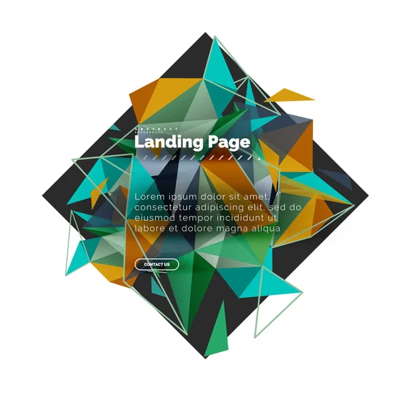 Triangular design abstract background, landing page. Low poly style colorful triangles on white — Stock Vector