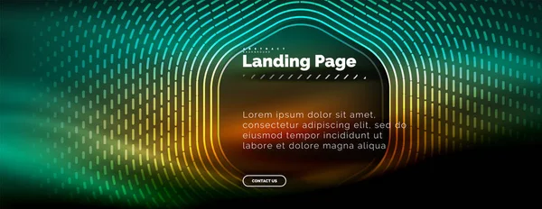 Neon glühende Techno-Sechseck-Formlinien, Hi-Tech futuristischer abstrakter Hintergrund, Landing Page Template — Stockvektor