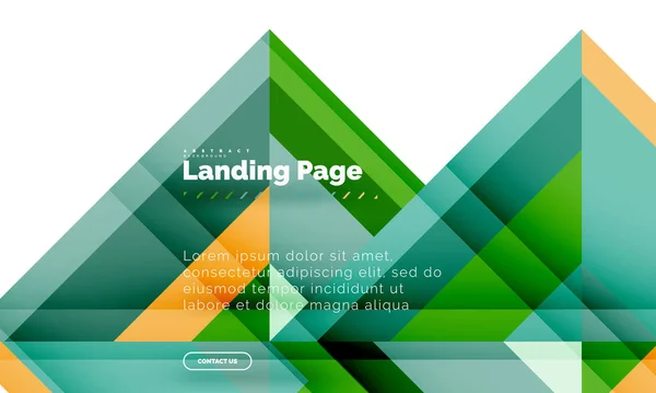 Forma cuadrada fondo abstracto geométrico, plantilla de diseño web de landing page — Archivo Imágenes Vectoriales