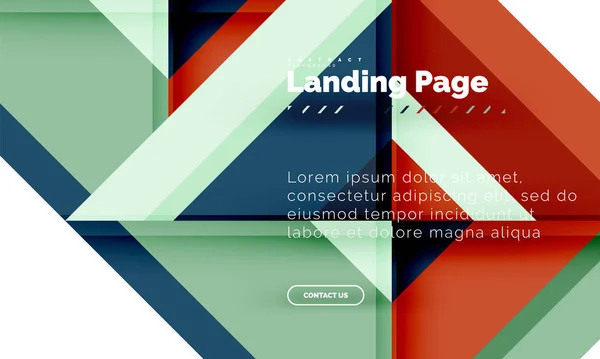 Forma cuadrada fondo abstracto geométrico, plantilla de diseño web de landing page — Archivo Imágenes Vectoriales