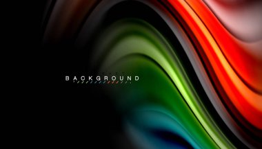 Sıvı renk arka plan, siyah, renkli mermer veya plastik dalga doku zemin, çok renkli şablonu için iş veya teknoloji sunu veya web broşür kapak üzerinde sıvı tasarım bükülmüş