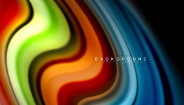 Sıvı renk arka plan, siyah, renkli mermer veya plastik dalga doku zemin, çok renkli şablonu için iş veya teknoloji sunu veya web broşür kapak üzerinde sıvı tasarım bükülmüş