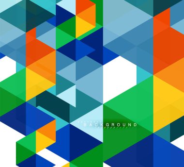 Çok renkli üçgenler arka plan, mozaik kavramı döşer.