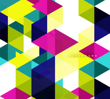 Çok renkli üçgenler arka plan, mozaik kavramı döşer.