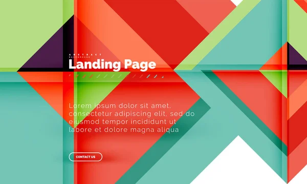 Forma cuadrada fondo abstracto geométrico, plantilla de diseño web de landing page — Vector de stock