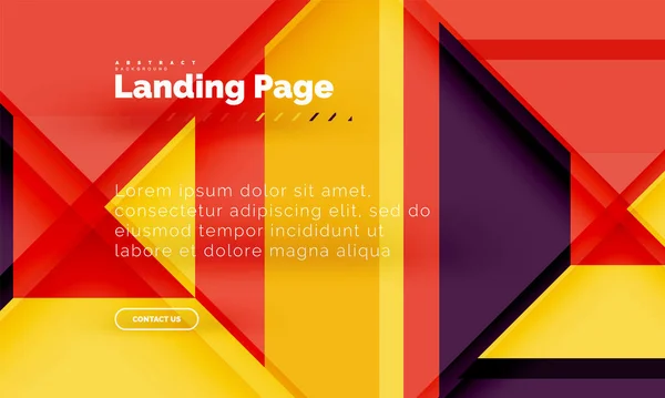 Forma cuadrada fondo abstracto geométrico, plantilla de diseño web de landing page — Vector de stock