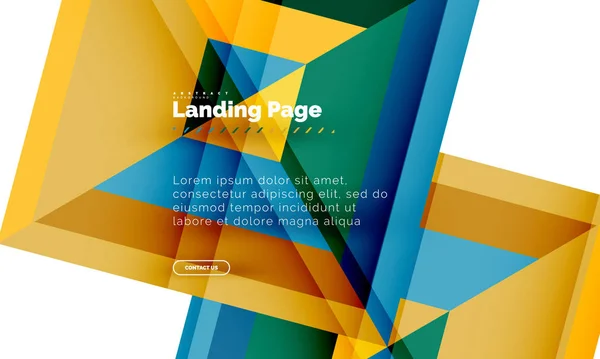 Forma cuadrada fondo abstracto geométrico, plantilla de diseño web de landing page — Archivo Imágenes Vectoriales