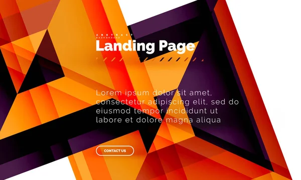 Forma quadrada fundo abstrato geométrico, modelo de web design de landing page — Vetor de Stock