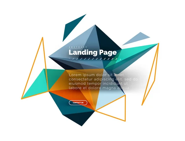Diseño triangular fondo abstracto, landing page. Triángulos coloridos de bajo estilo poli en blanco — Archivo Imágenes Vectoriales