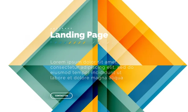 Quadratische Form geometrisch abstrakt Hintergrund, Landing Page Web-Design-Vorlage — Stockvektor