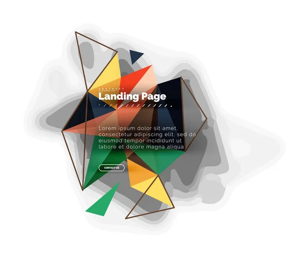 Design triangular fundo abstrato, landing page. Baixo estilo poli triângulos coloridos em branco — Vetor de Stock