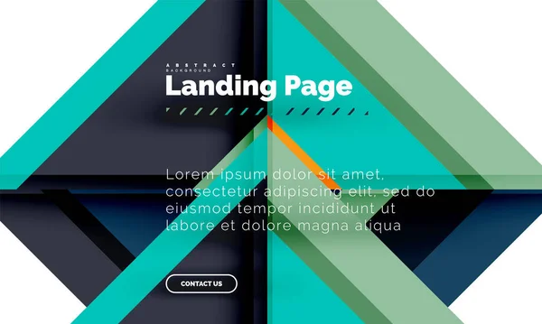 Quadratische Form geometrisch abstrakt Hintergrund, Landing Page Web-Design-Vorlage — Stockvektor