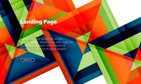 Quadratische Form geometrisch abstrakt Hintergrund, Landing Page Web-Design-Vorlage — Stockvektor