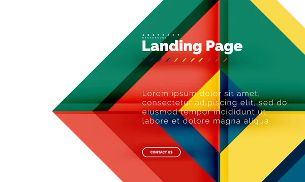 Quadratische Form geometrisch abstrakt Hintergrund, Landing Page Web-Design-Vorlage — Stockvektor