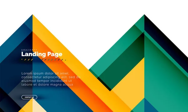 Forma cuadrada fondo abstracto geométrico, plantilla de diseño web de landing page — Vector de stock