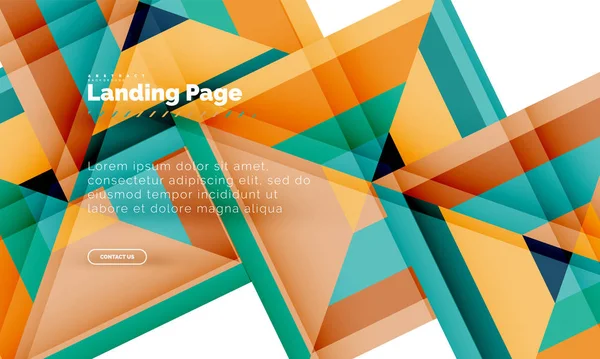 Quadratische Form geometrisch abstrakt Hintergrund, Landing Page Web-Design-Vorlage — Stockvektor