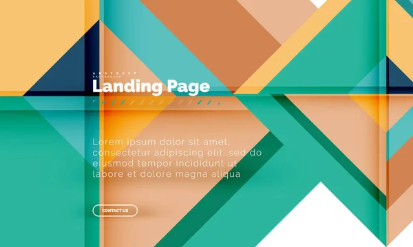 Quadratische Form geometrisch abstrakt Hintergrund, Landing Page Web-Design-Vorlage — Stockvektor