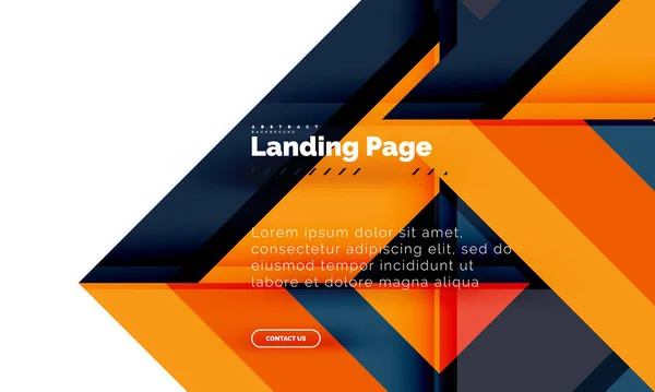 Forma cuadrada fondo abstracto geométrico, plantilla de diseño web de landing page — Archivo Imágenes Vectoriales