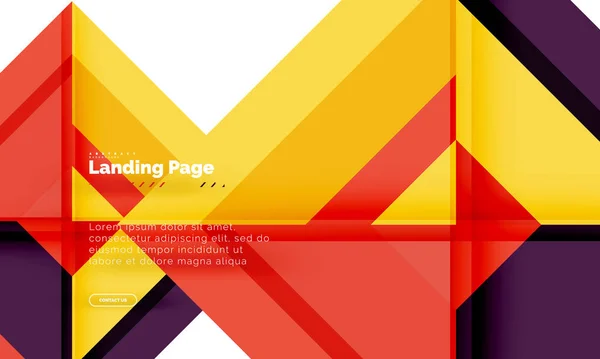 Forma quadrada fundo abstrato geométrico, modelo de web design de landing page — Vetor de Stock