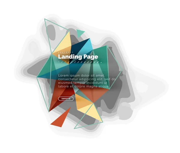 Triangular design abstract background, landing page. Low poly style colorful triangles on white — Stock Vector