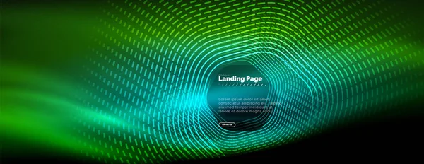 Neon Glühende Techno Sechseckige Formlinien Futuristischer Tech Hintergrund Landing Page — Stockvektor