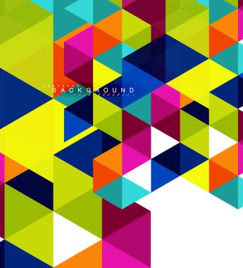 Çok renkli üçgenler arka plan, mozaik kavramı döşer.